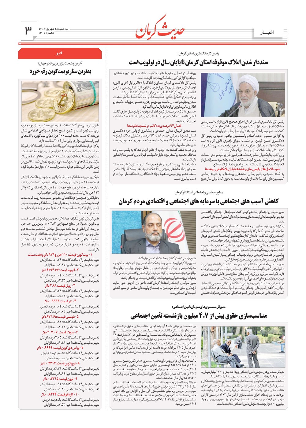روزنامه تاریخ ۱۹ شهریور ۱۴۰۴